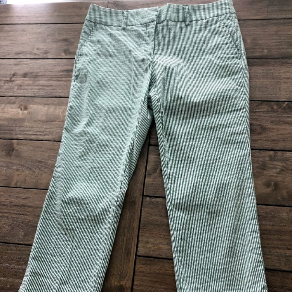 NWOT Dalia Green & White Striped Pants Size 8